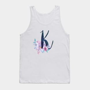 Floral Monogram K Pretty Lilac Bouquet Tank Top